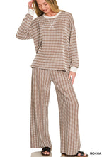 RAISED RIB STRIPED PULLOVER AND PANTS SET