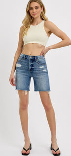 RISEN TUMMY CONTROL HIGH RISE LOOSE FIT-MID-LENGHT SHORTS