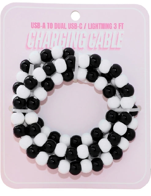 BEADED DUAL USB FAST CHARGING CABLE