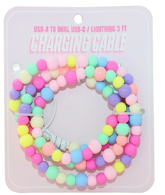 BEADED DUAL USB FAST CHARGING CABLE