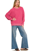 EXPOSED SEAM DROP SHOULDER OVERSIZED SWEATER