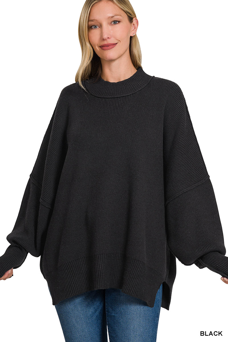 SIDE SLIT OVERSIZED SWEATSHIRT