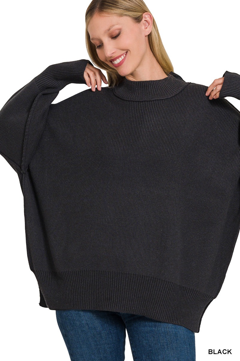 SIDE SLIT OVERSIZED SWEATSHIRT