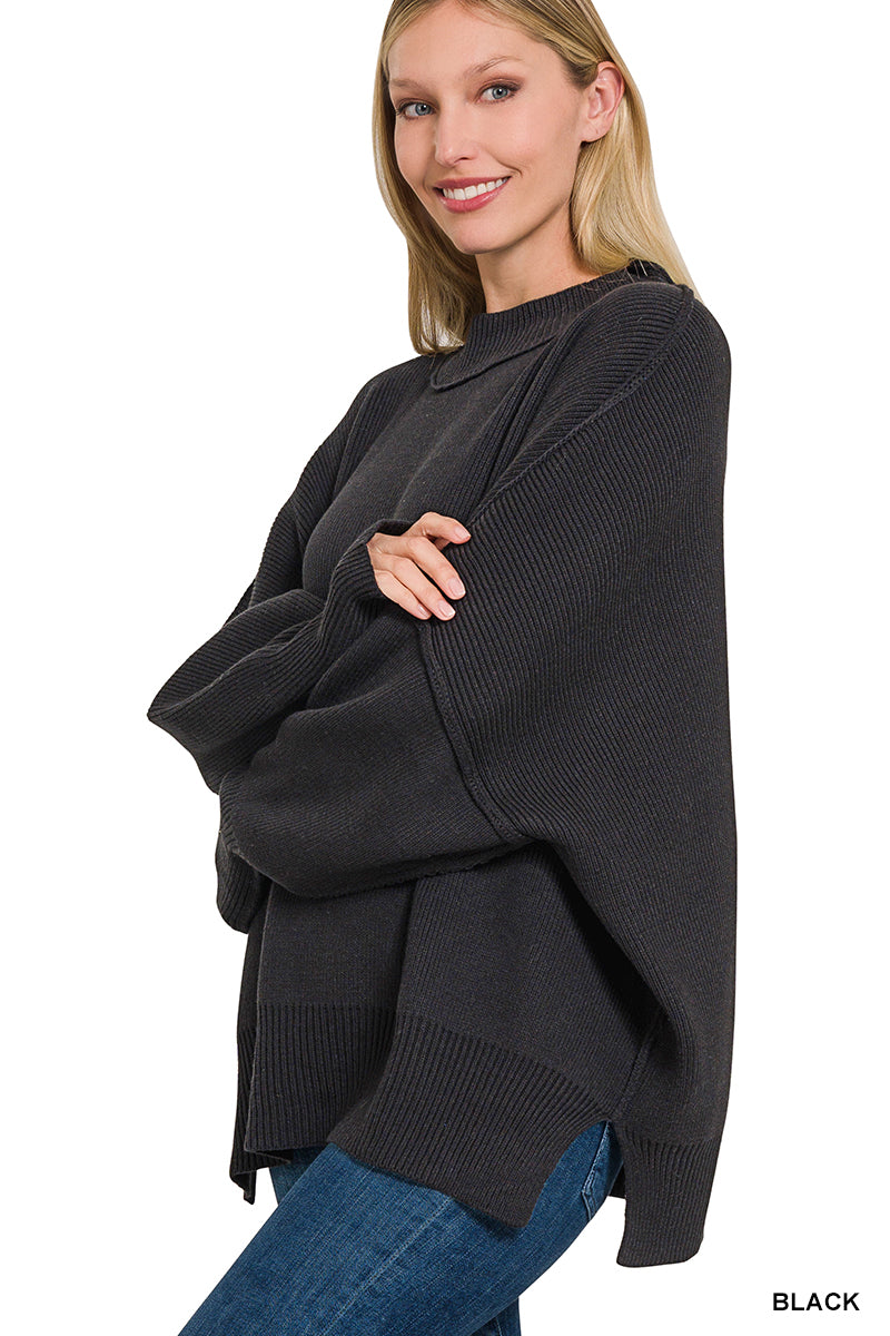 SIDE SLIT OVERSIZED SWEATSHIRT