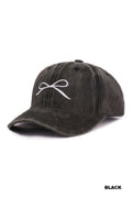 COQUETTE RIBBON BOW WASHED HAT