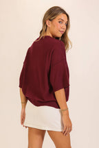 SHORT SLEEVE POCKET KNIT SWEATER