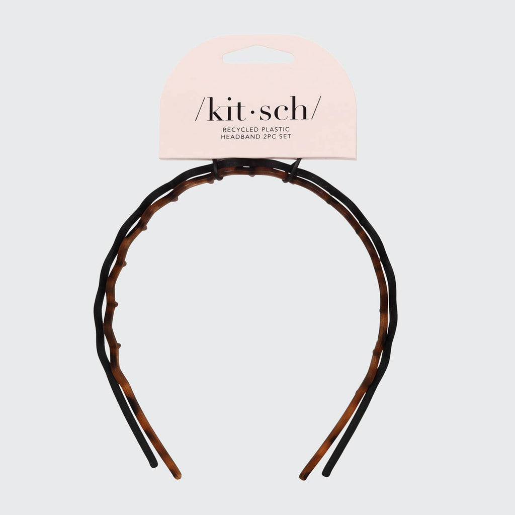 ZIG ZAG HEADBAND 2PC - BLACK & TORTOISE