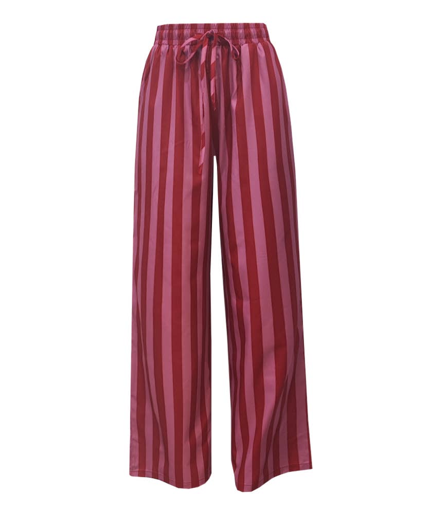 LIGHTWEIGHT VERTICAL STRIPED WIDE LEG PANTS