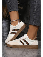 TEXTURED WOVEN LEOPARD PATCHWORK FLAT SNEAKERS