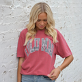 CRIMSON HOUNDSTOOTH LULU MAC TEE