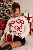 COQUETTE BOW CHRISTMAS SWEATER