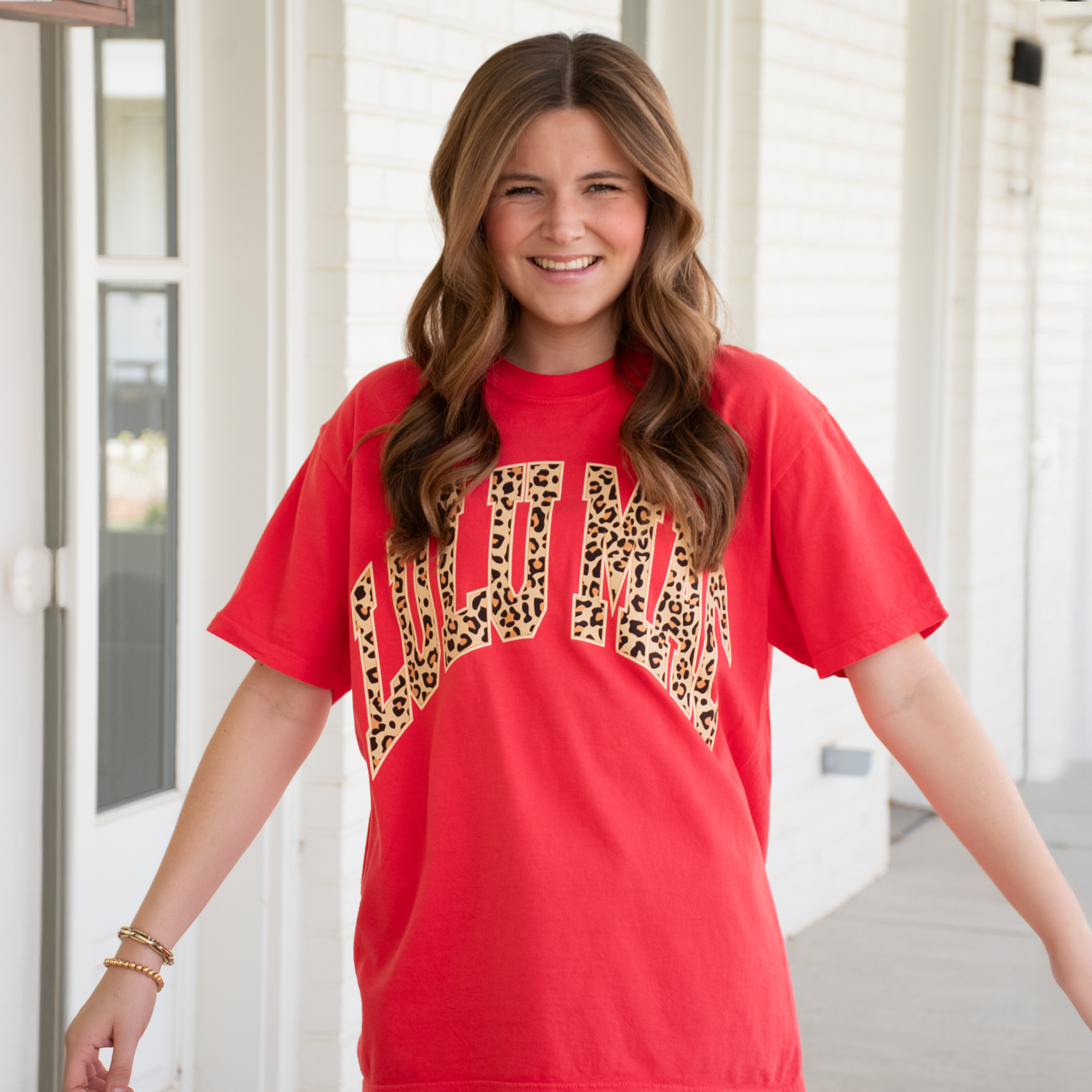 RED LEOPARD LULU MAC TEE