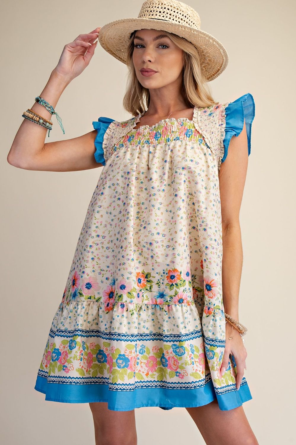 PRINTED COTTON POPLIN DRESS