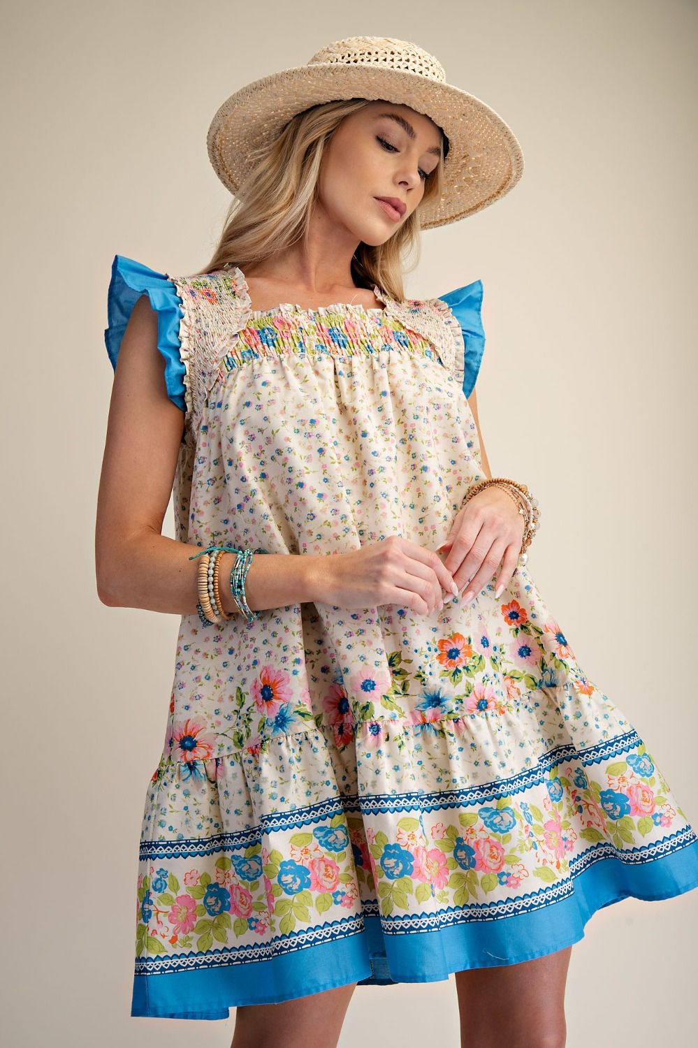 PRINTED COTTON POPLIN DRESS