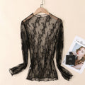 BLACK LACE MESH LONGSLEEVE TOP