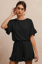 SOLID JERSEY RUFFLED SHORT SET