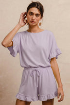 SOLID JERSEY RUFFLED SHORT SET